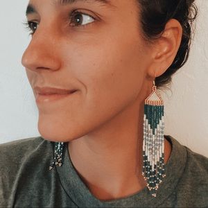 Handmade Seed Bead Earrings - Tall Beach Fringe